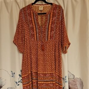 Knox Rose Rust and White Patterned Tunic